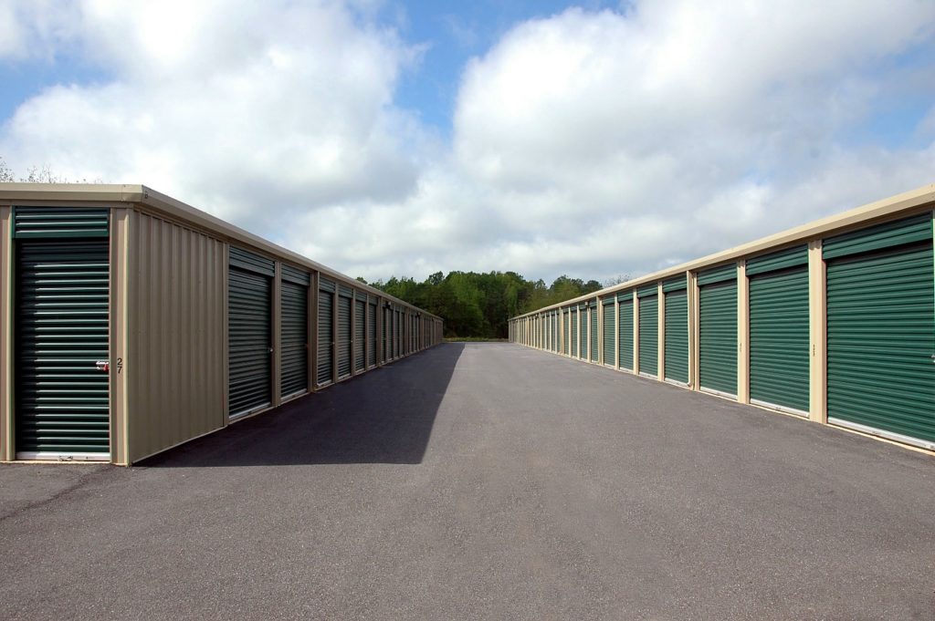 Rows of storage units