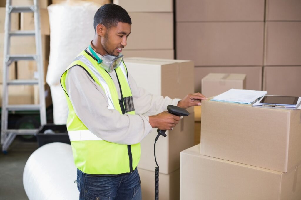 Man checking a box Man checking a box
